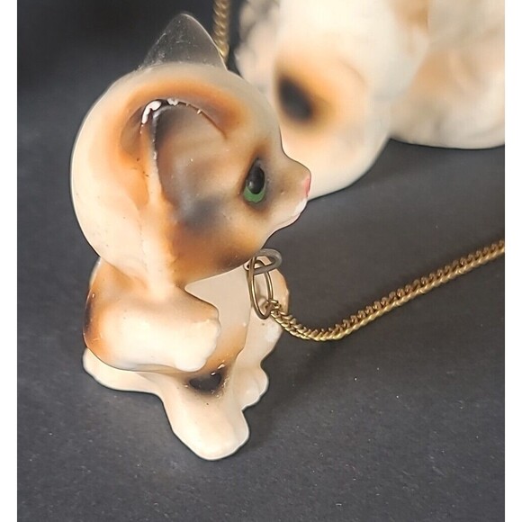 Vintage Arnart Calico Mother Cat with 2 Baby Kittens on Chains Ceramic Japan - Picture 7 of 11